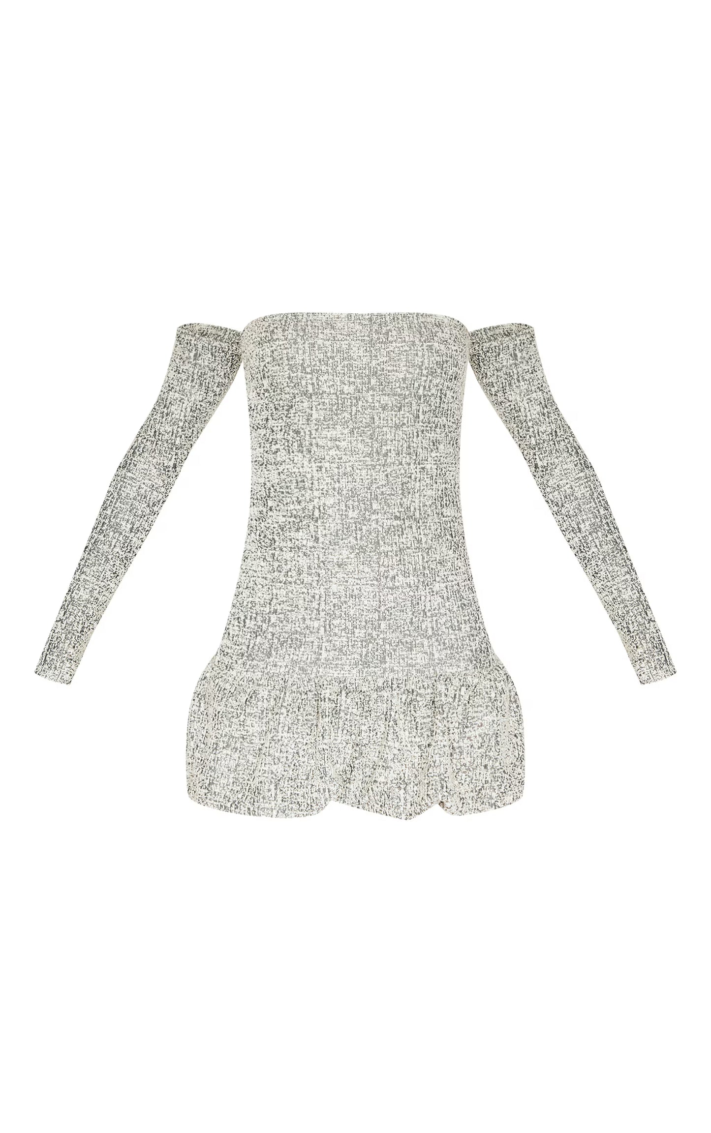 Khaki Bardot Boucle Puffball Mini Dress