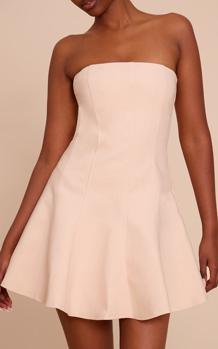 Cream Woven Bandeau Shift Mini Dress