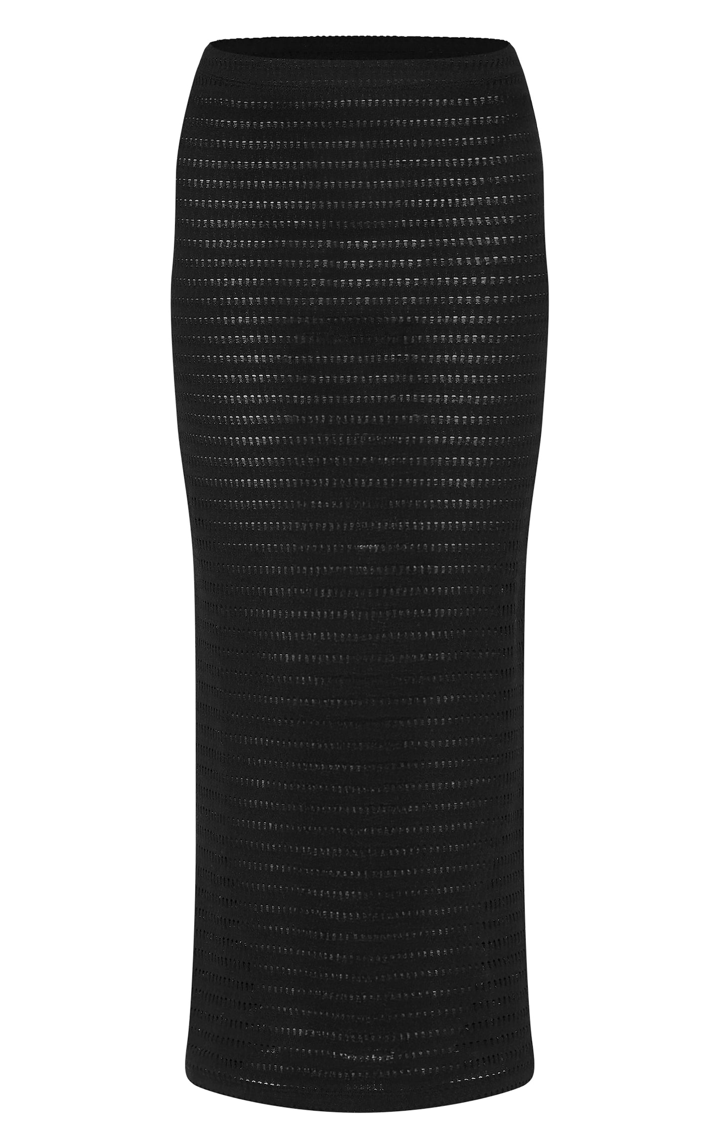 Black Textured Mid Rise Maxi Skirt