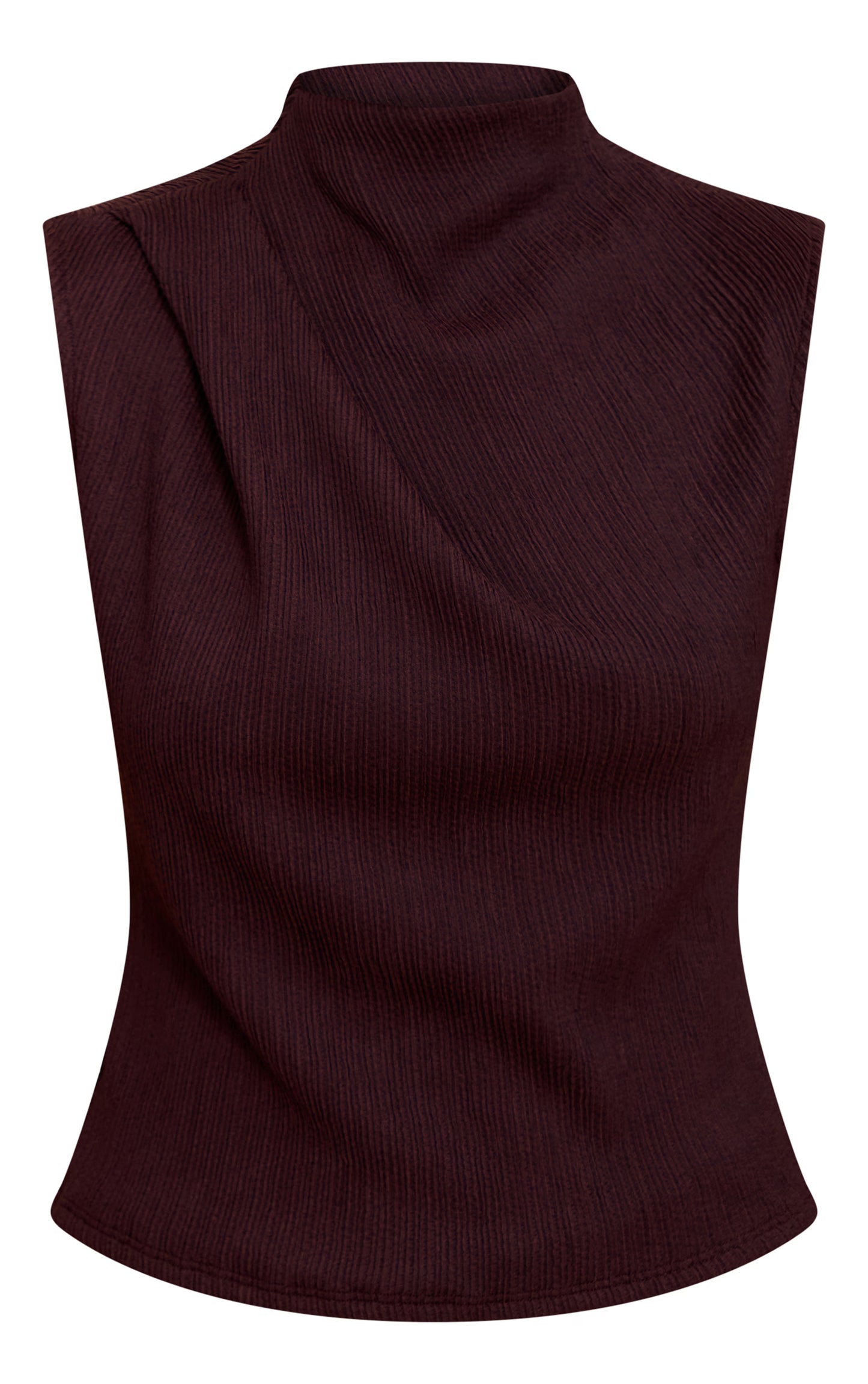 Chocolate Textured Ruched Detail Long Top