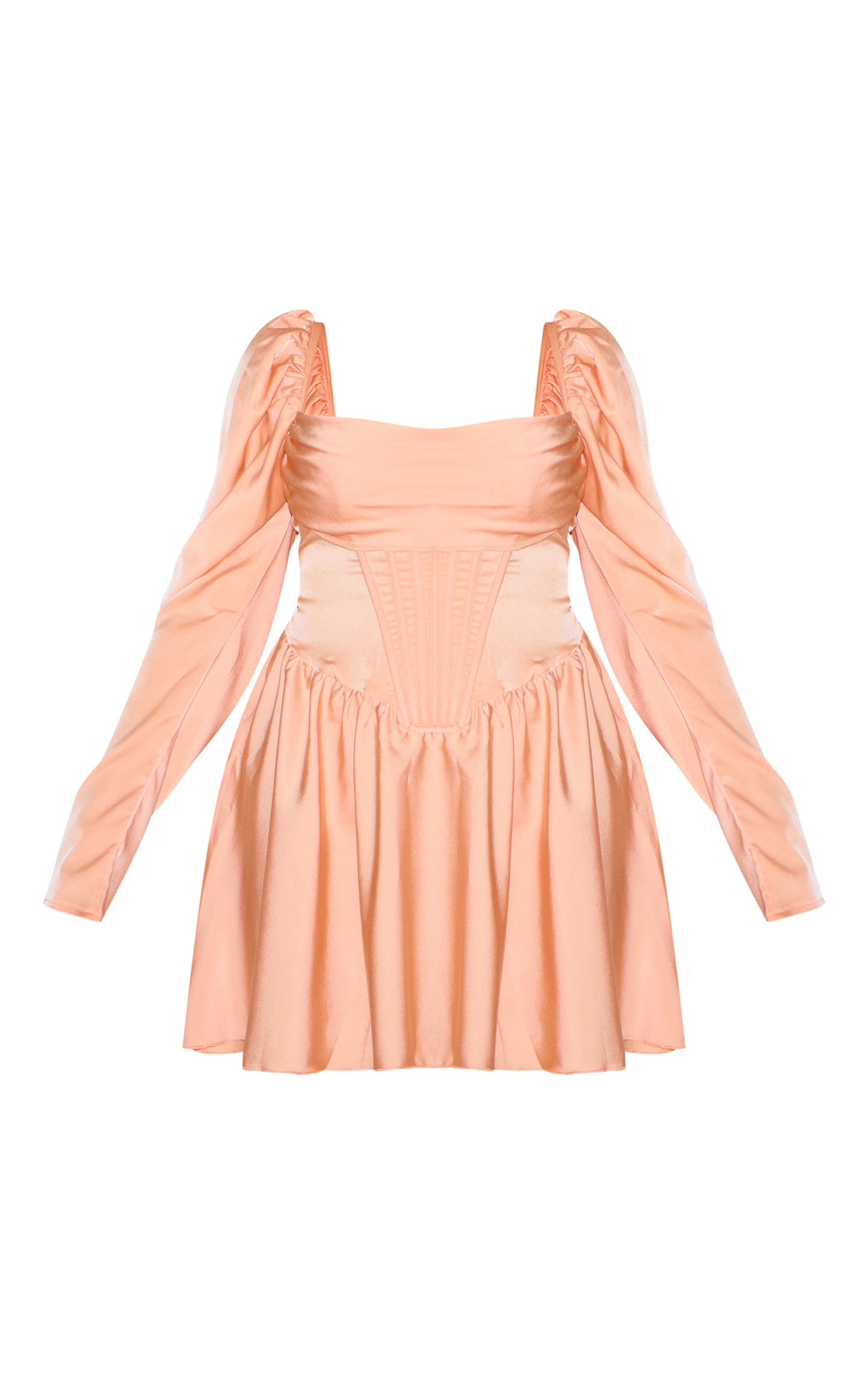Plus Blush Satin Corset Detail Puffball Shift Dress