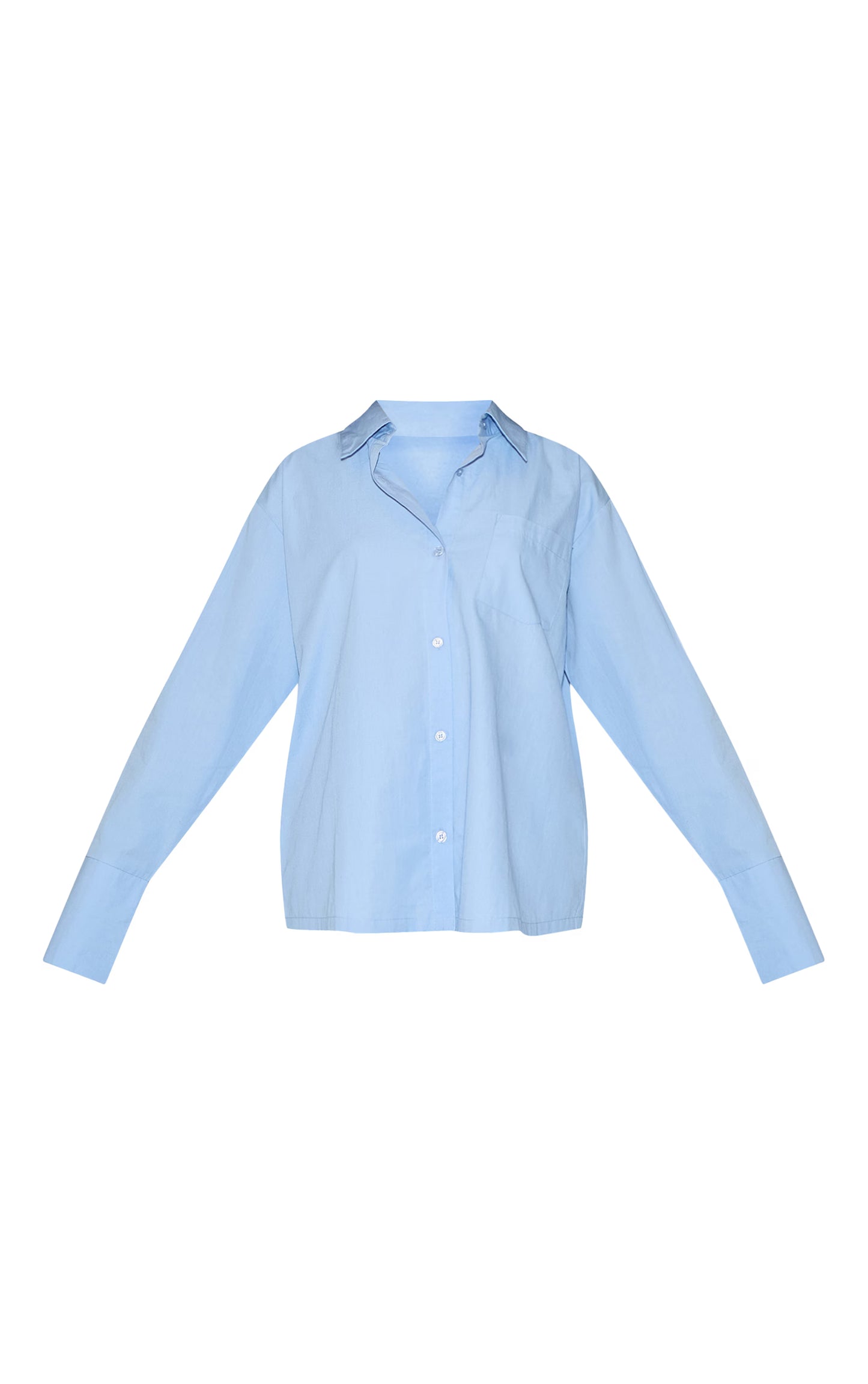 Sky Blue Cotton Poplin Oversized Long Sleeve Shirt