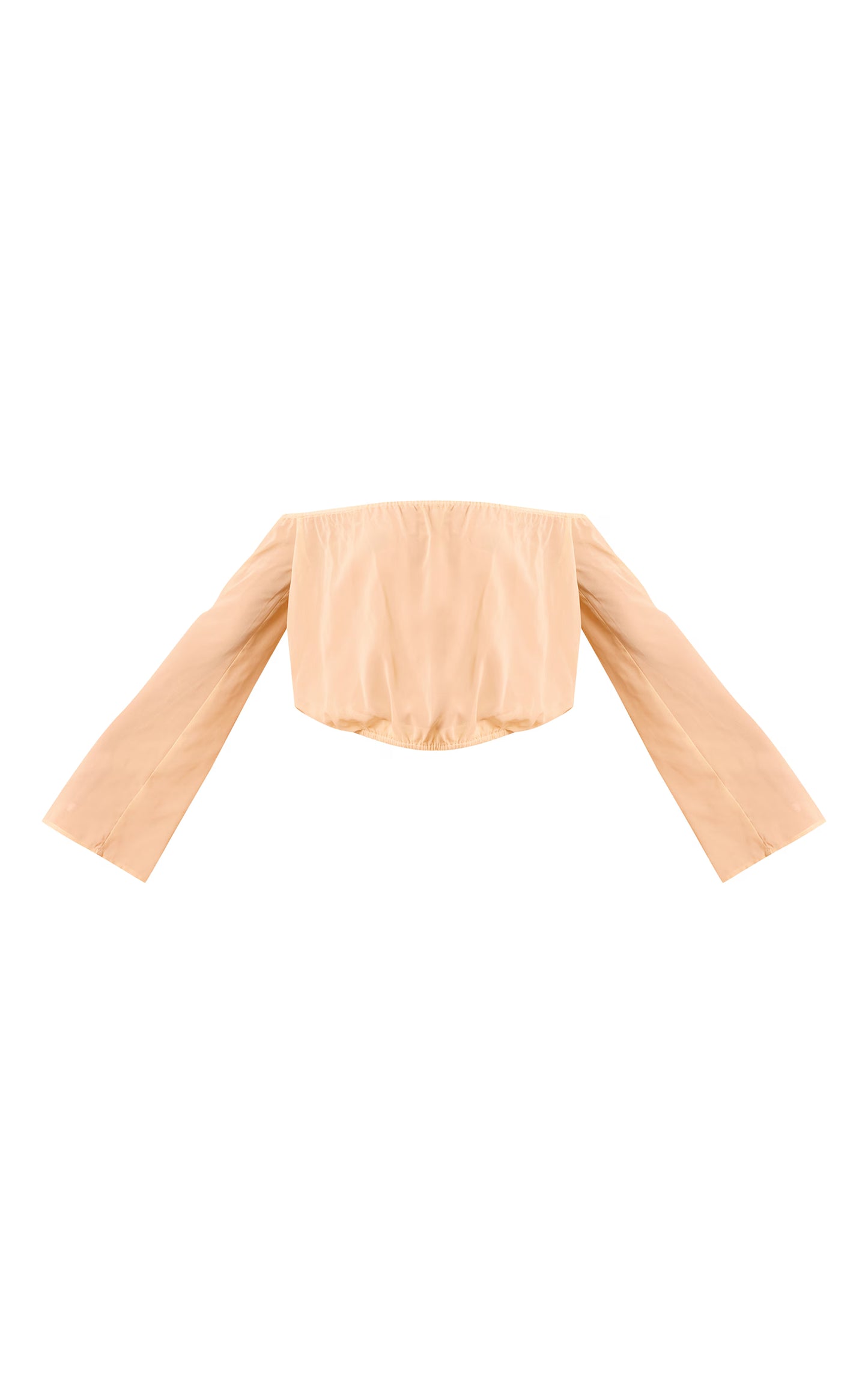 Butter Cream Chiffon Ruched Bardot Blouse