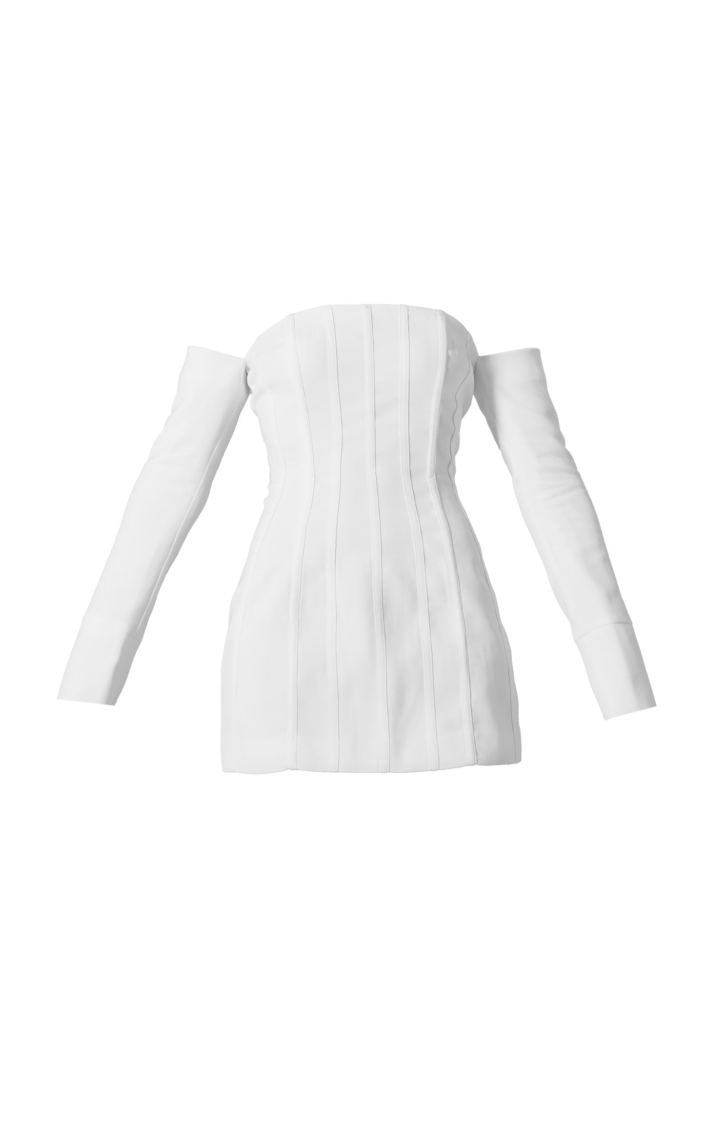 Premium White Woven Bandeau Boned Mini Dress