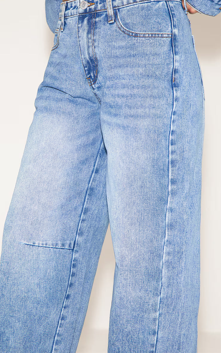 Vintage Seam Detail Low Rise Barrel Jeans
