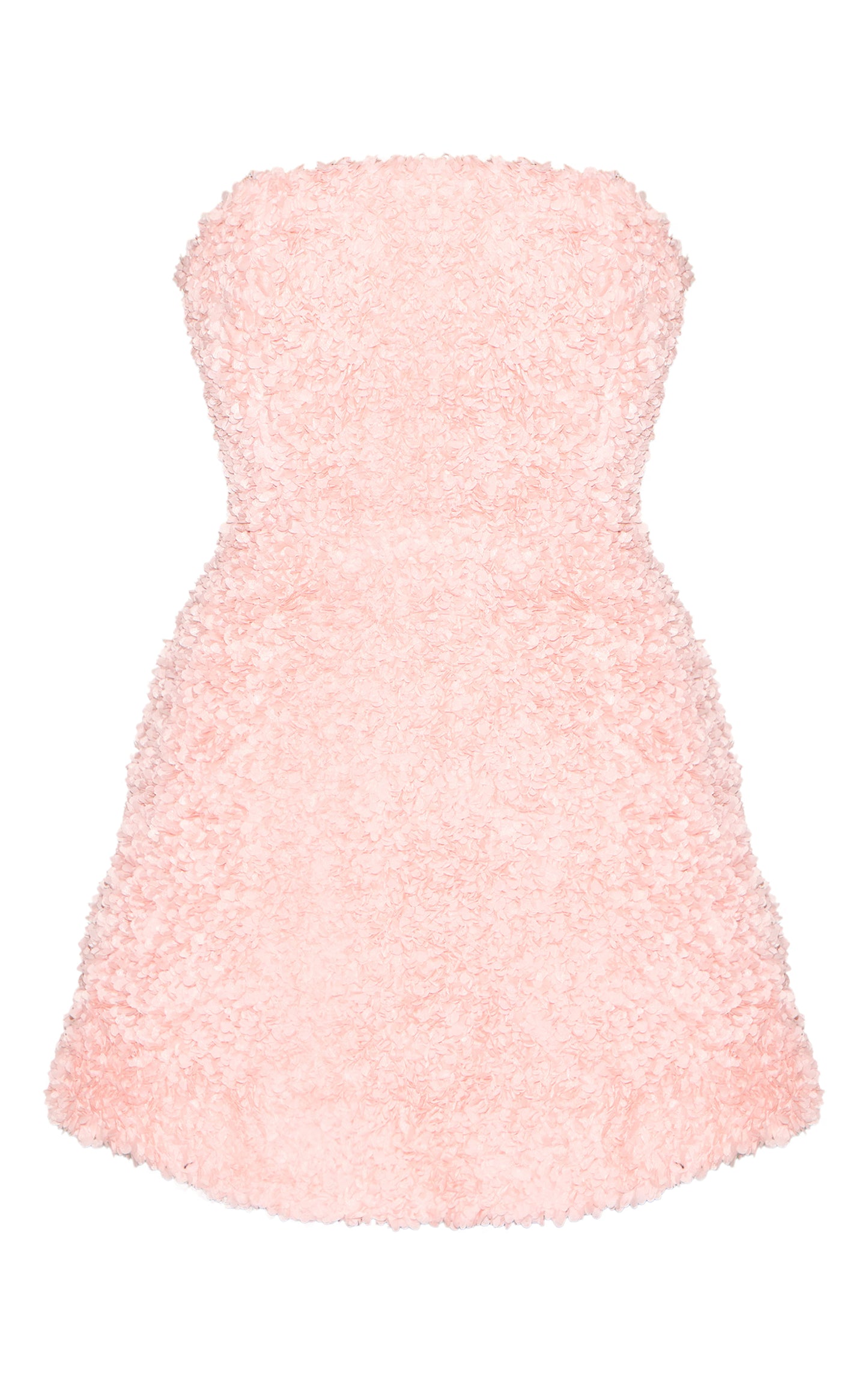 Baby Pink Floral Textured Bandeau Mini Dress