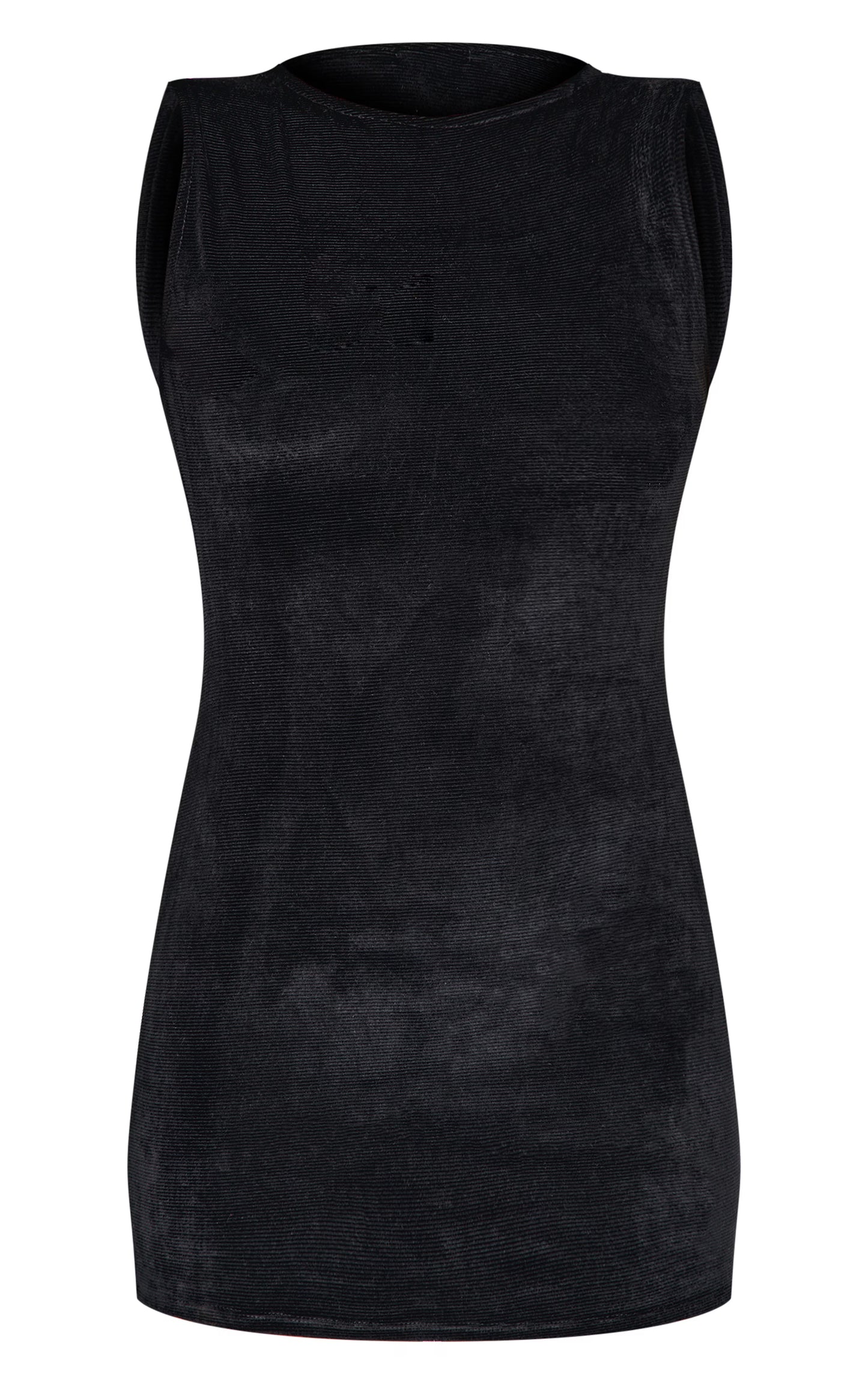 Black Cord Boat Neck Mini Dress