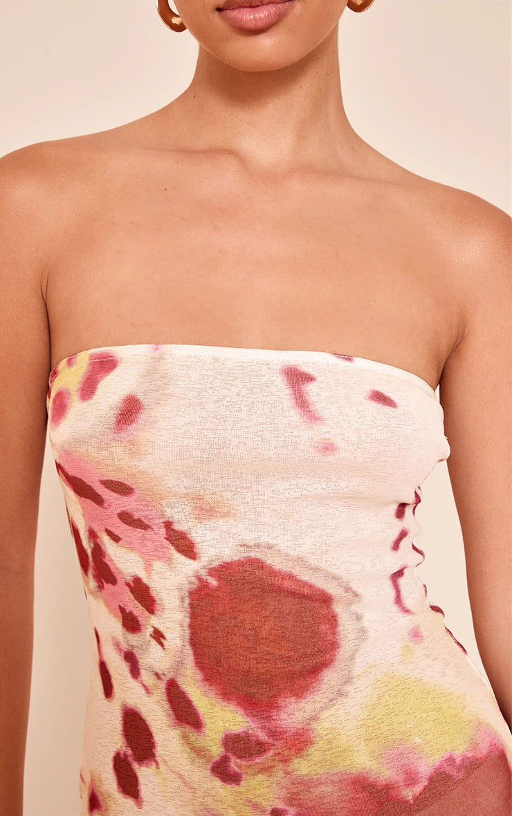 Multi Onion Skin Bandeau Print Maxi Dress