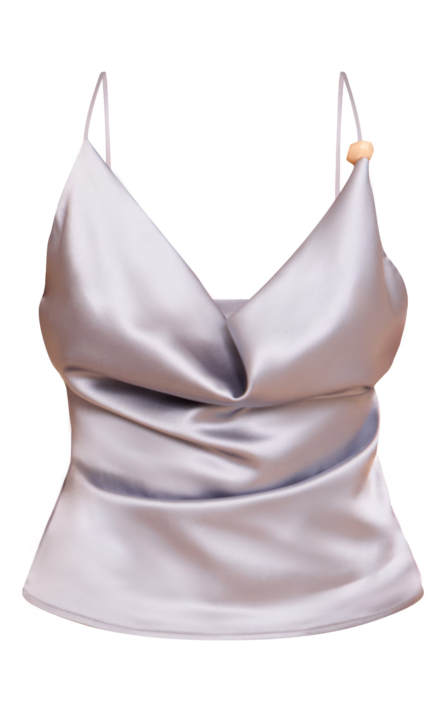 Baby Blue Satin Bead Detail Cowl Neck Top