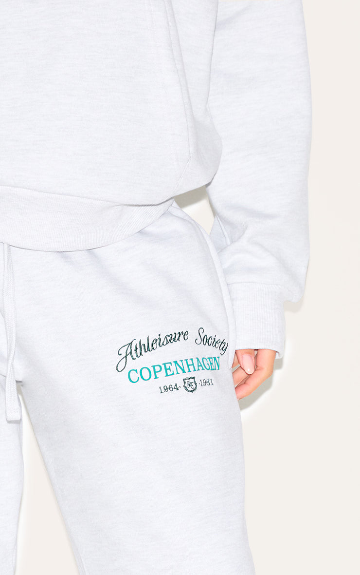 Ash Grey Premium New York Embroidered Straight Leg Sweatpant