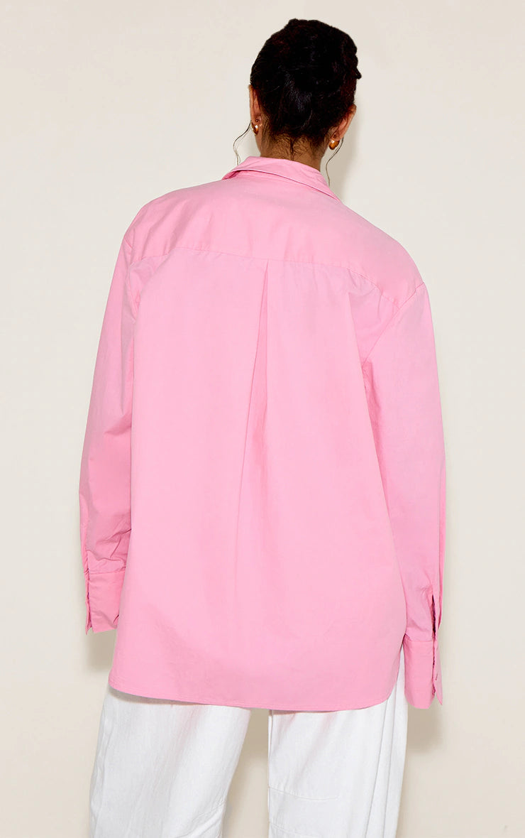 Baby Pink Cotton Oversized Cuff Shirt