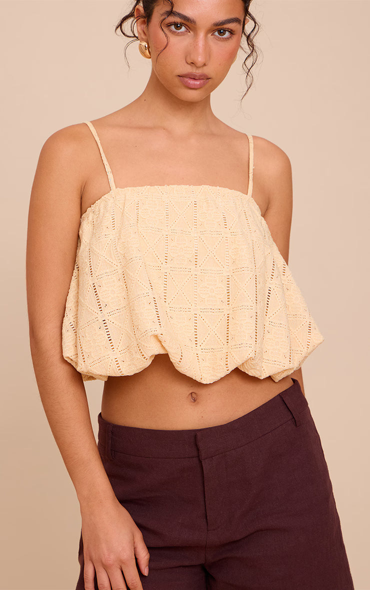 Butter Yellow Crochet Textured Puffball Bralet