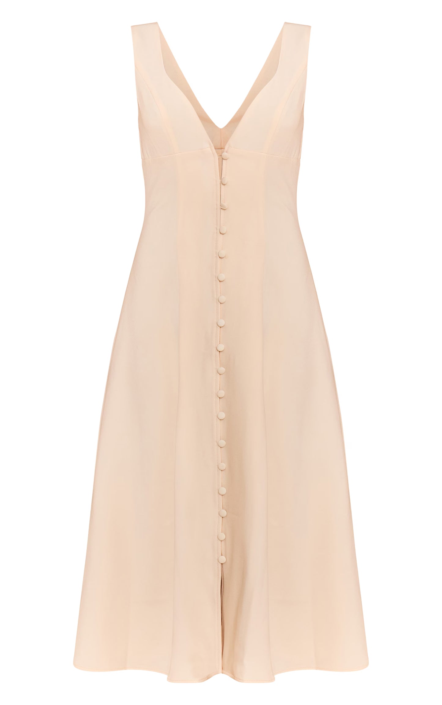 Petite Butter Cream Plunge Button Up Midi Dress