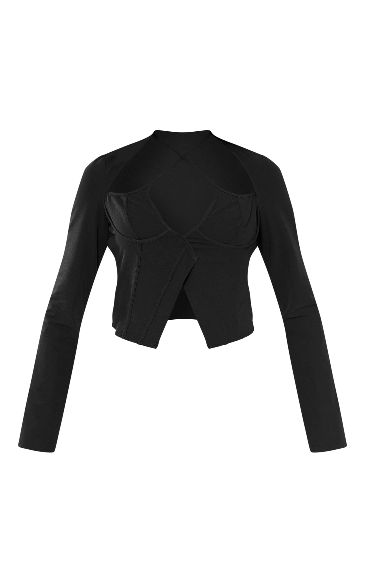 Black Bust Detail Long Sleeve Top