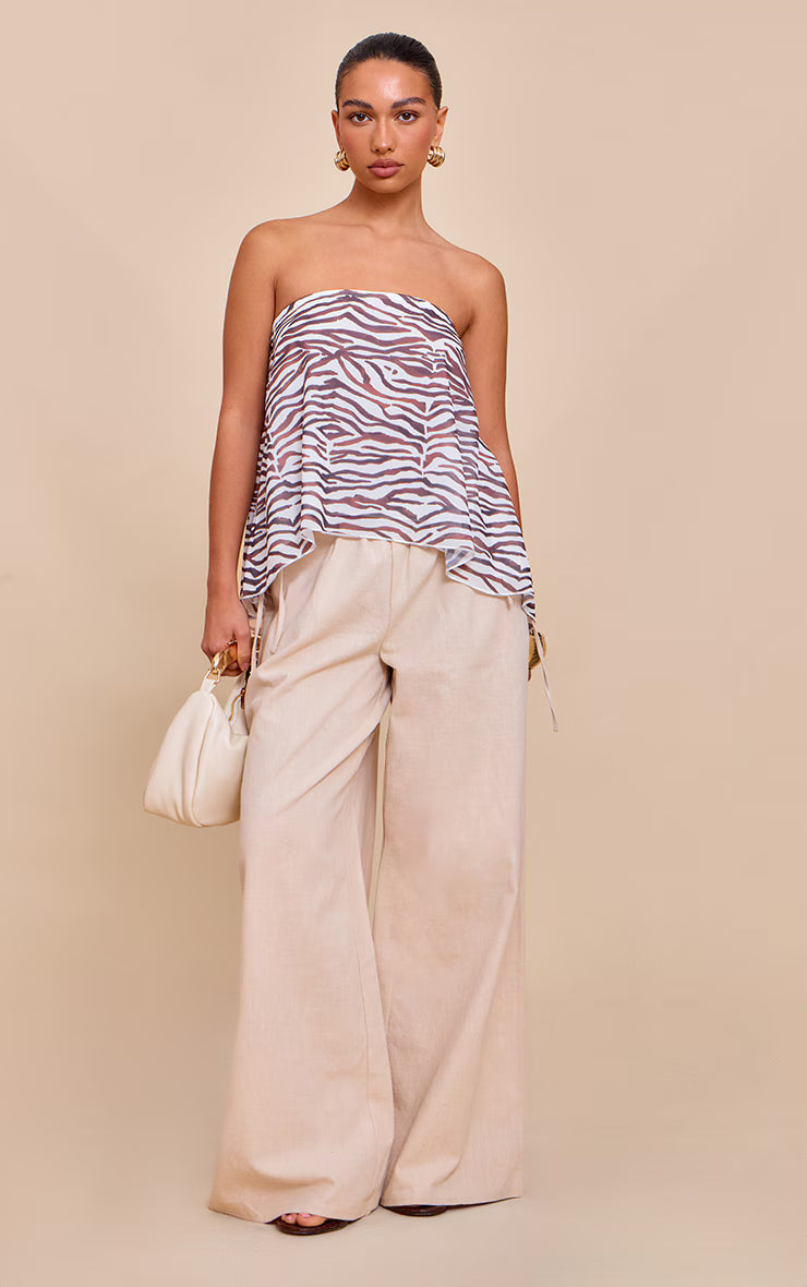 Monochrome Zebra Print Chiffon Floaty Bandeau Top
