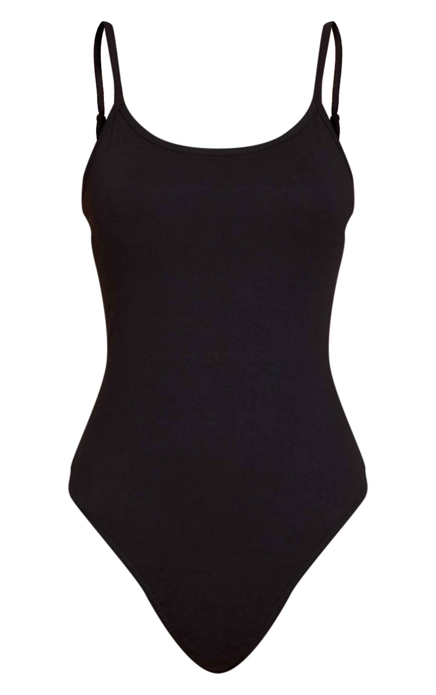 Black Cotton Scoop Neck Strappy Bodysuit