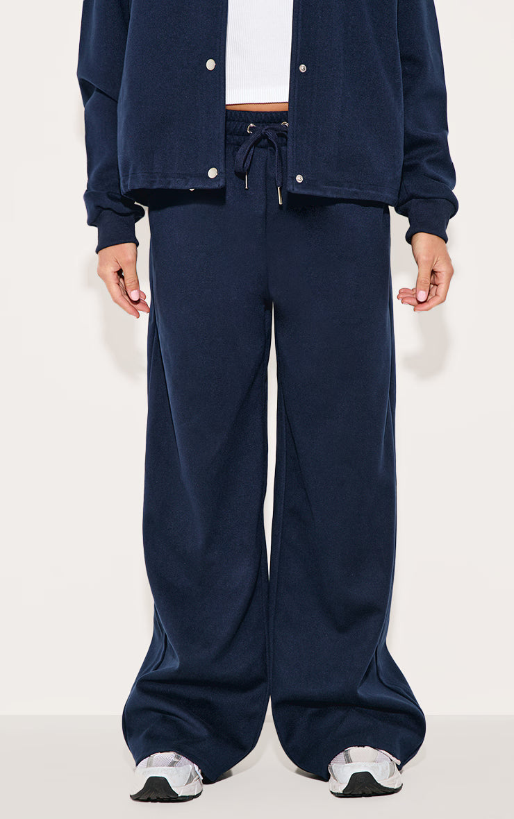Navy Heavy Brushed Wide Leg Pants