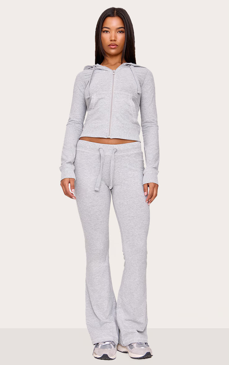 Grey Marl Low Rise Skinny Flare Pants