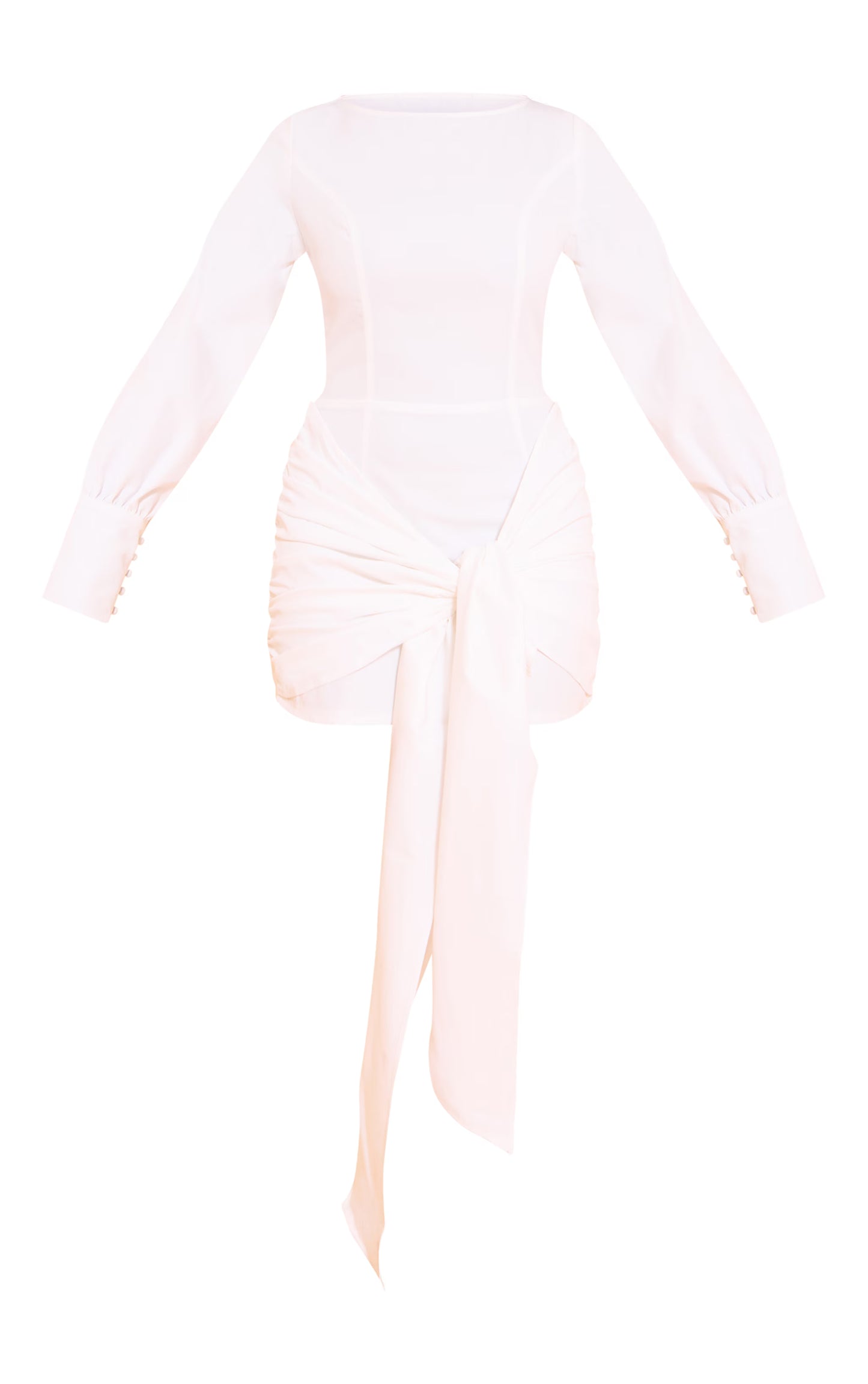 Shape White Boat Neck Wrap Skirt Shirt Dress