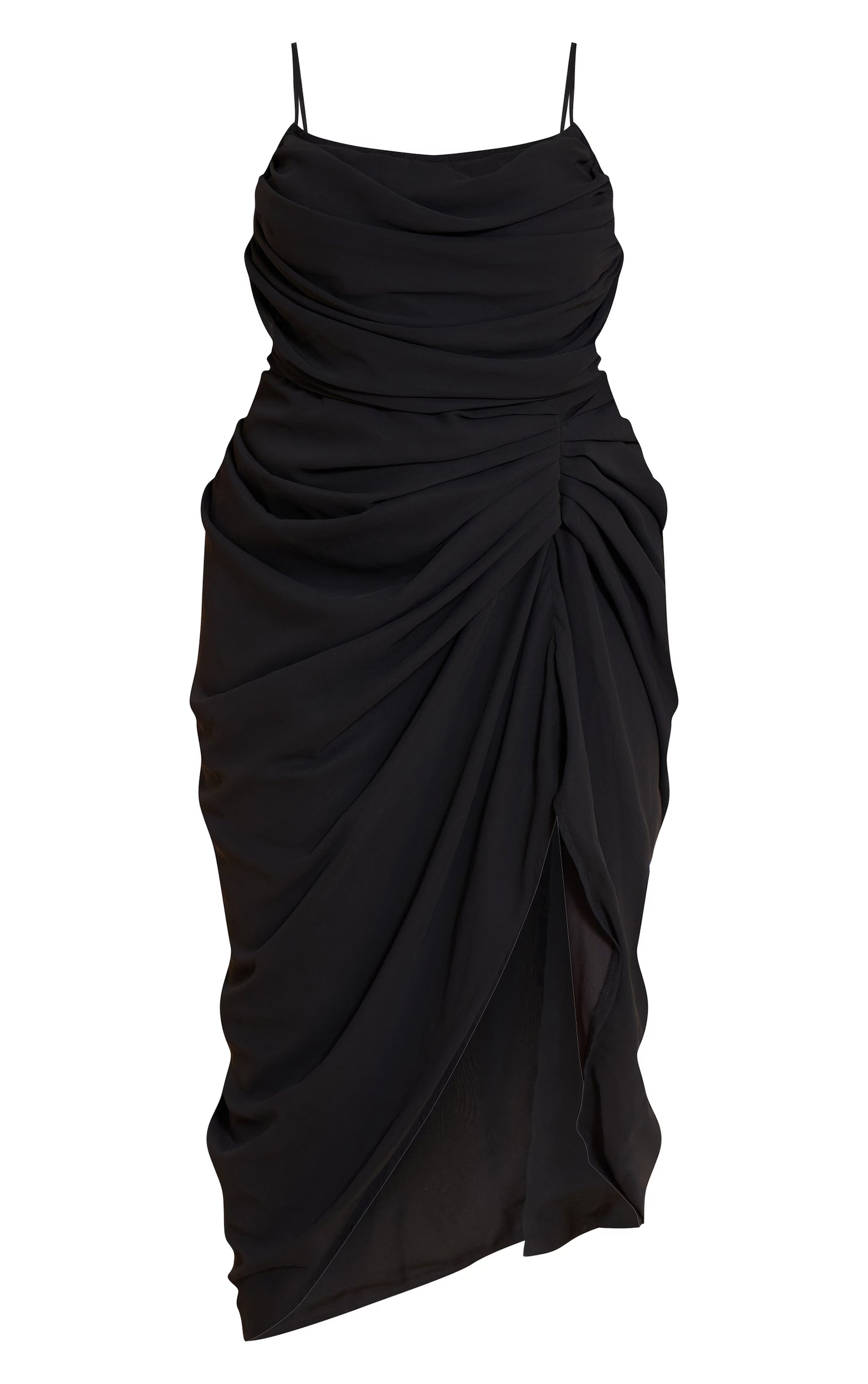 Plus Black Plus Chiffon Corset Draped Midi Dress
