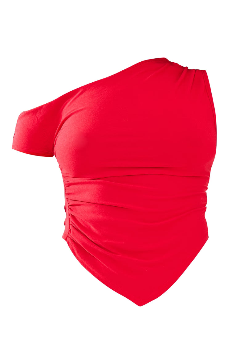Red Soft Touch Sleeveless Asymmetric Hem Top