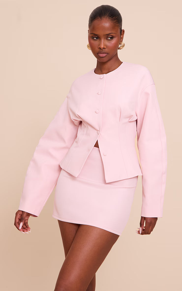 Blush Tailored Woven Micro Mini Skirt