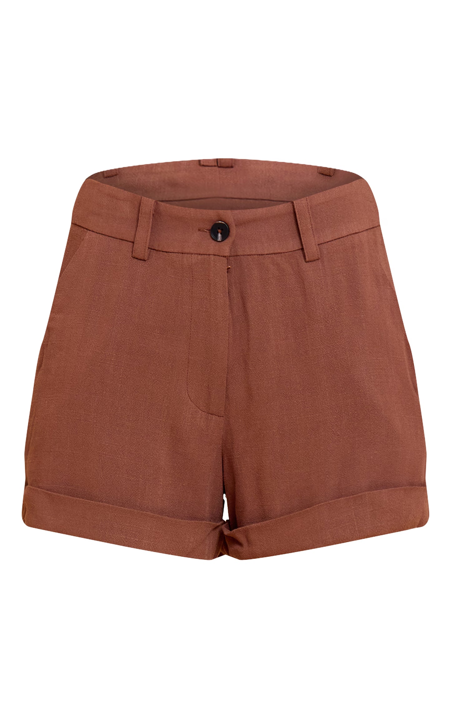 Chocolate Tailored Linen Look Shorts