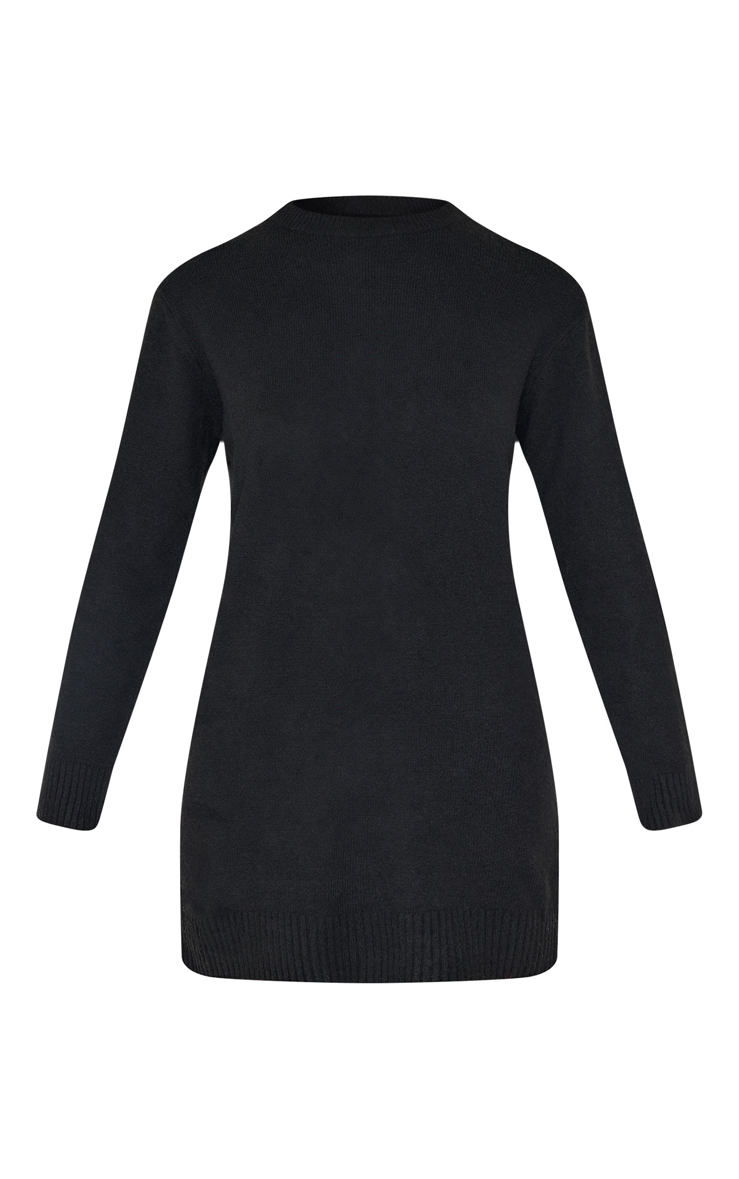 Black Soft Knit Oversized Basic Sweater Dress