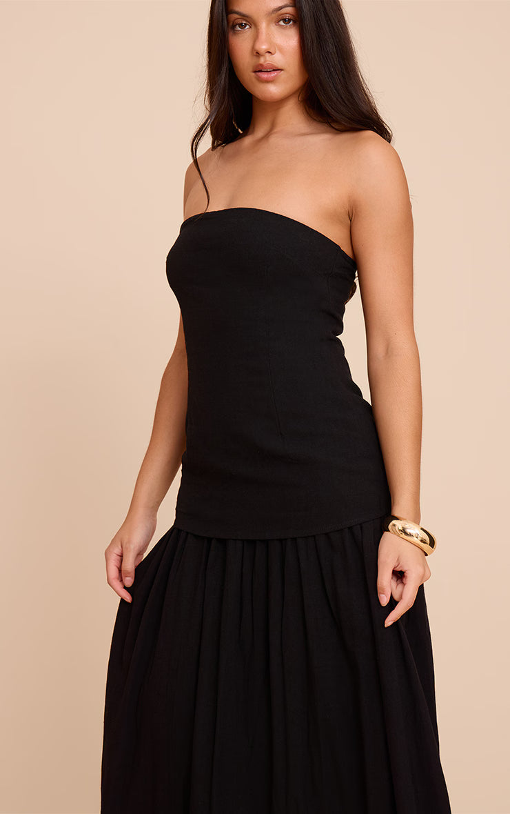 Black Bandeau Long Line Maxi Dress