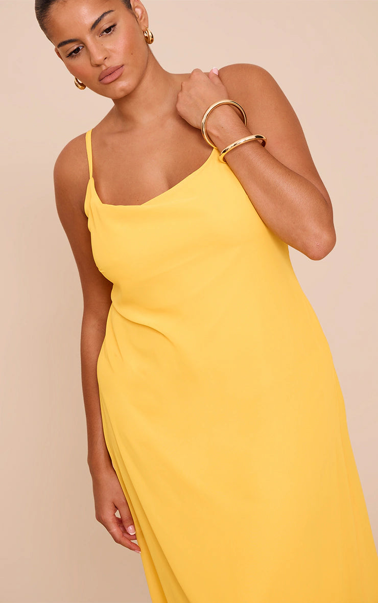 Plus Yellow Chiffon Strappy Maxi Dress