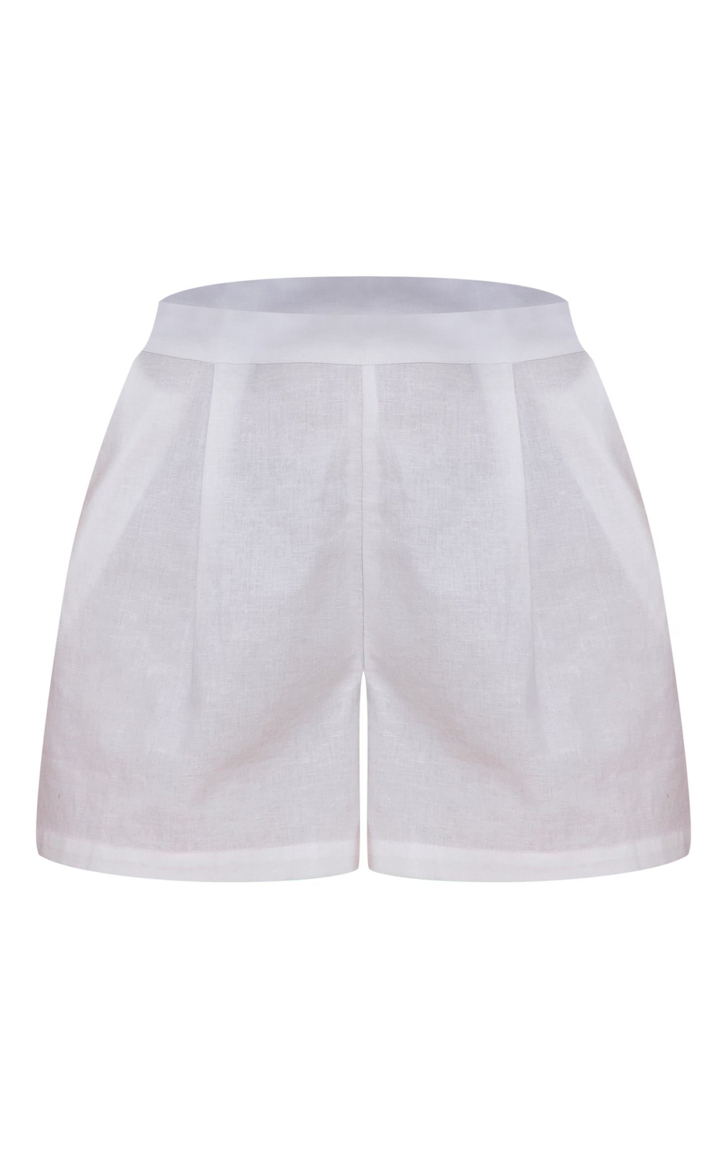 White Linen Look Oversized Detail Floaty Short