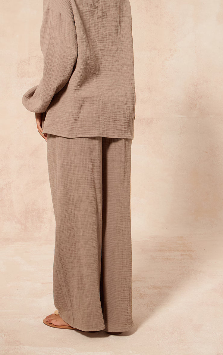Clay Textured Cheesecloth Wide Leg Pant