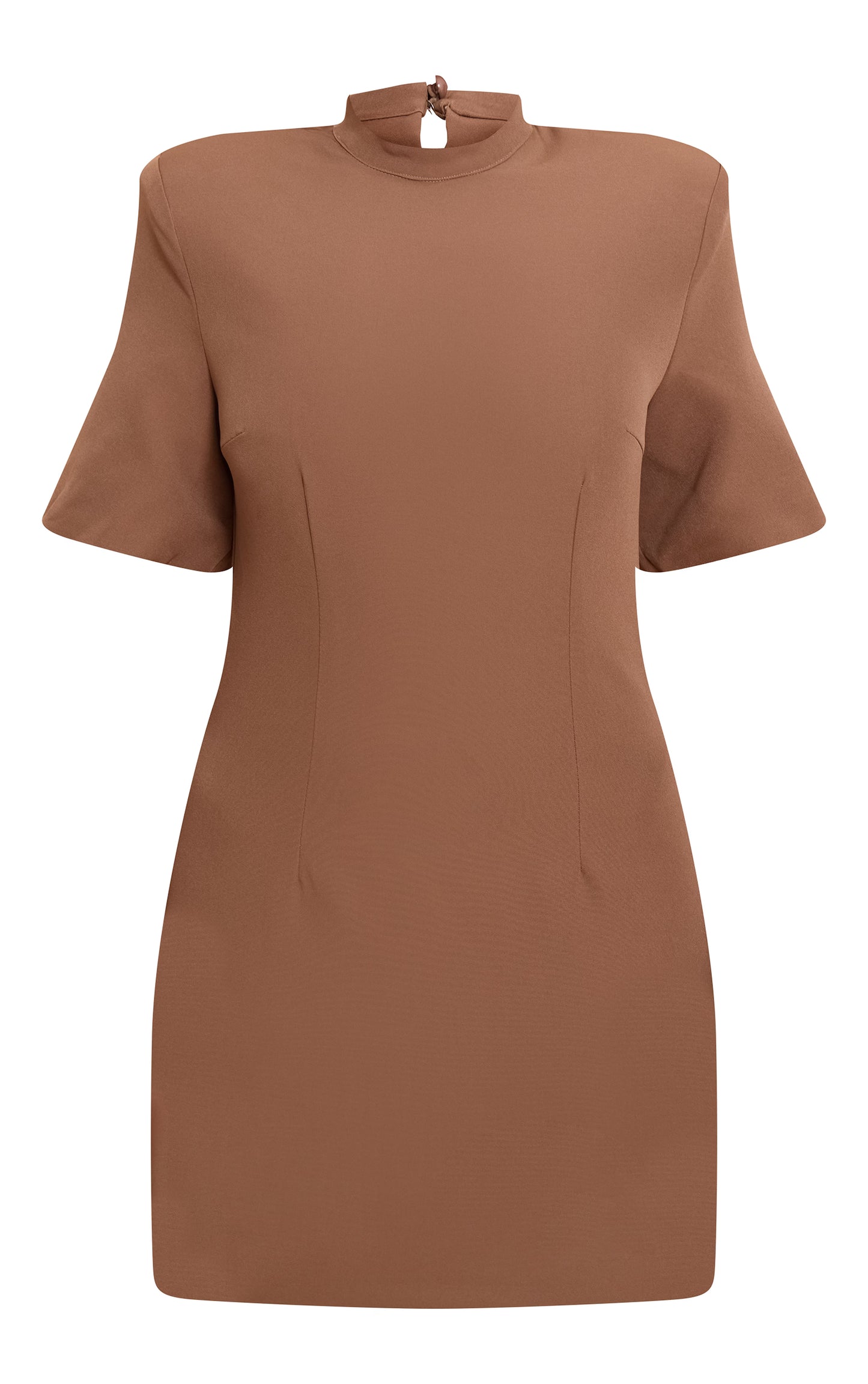 Mushroom Woven Cinched Backless Minii Dress