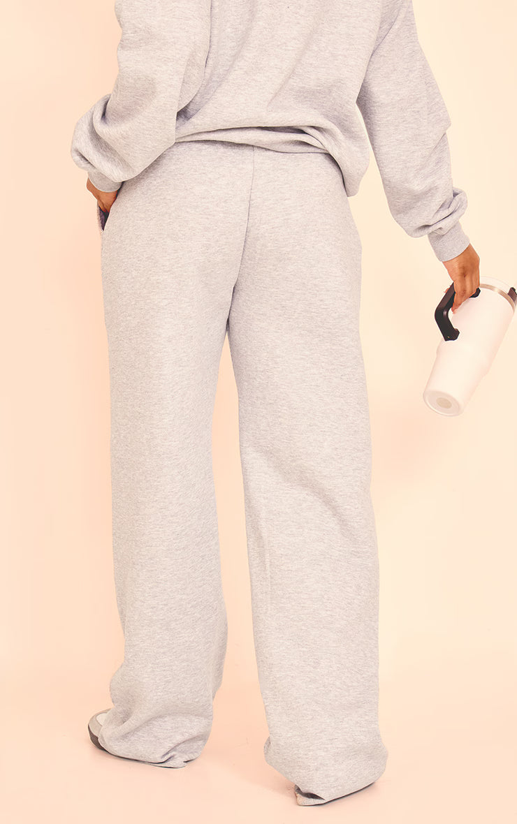Grey Marl Wide Leg Drawstring Sweatpants