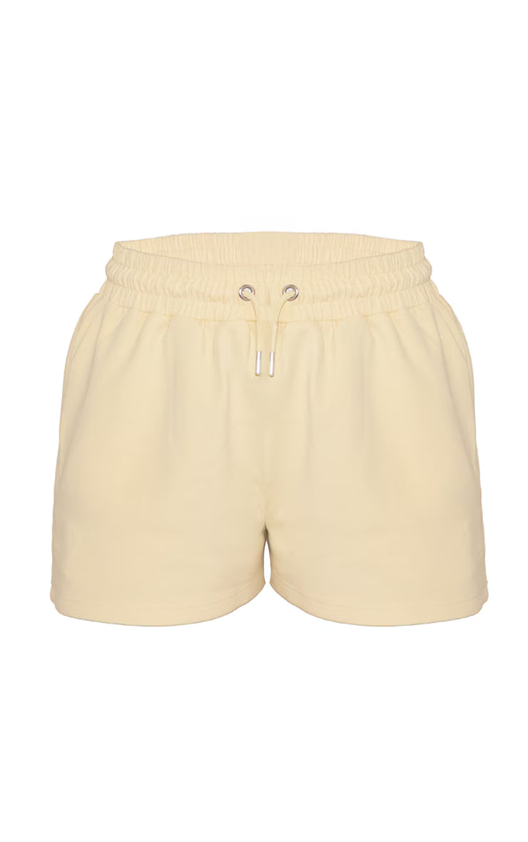 Butter Cream Embroidered Interlock Shorts