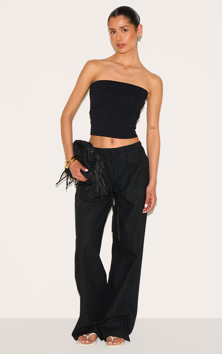 Tall Black Soft Cotton Bandeau Top