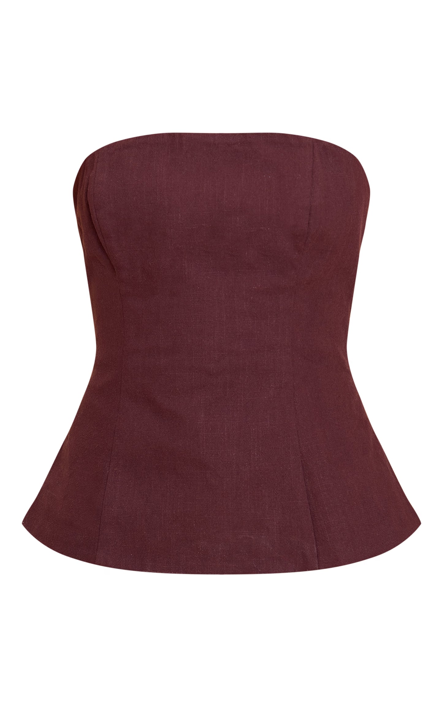 Deep Chocolate Premium Linen Longline Bandeau Top