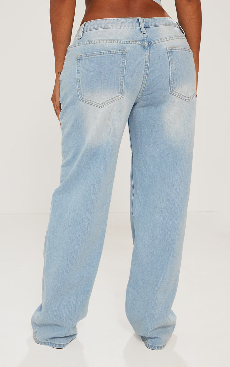 Shape Light Blue Washed Denim Wide Leg Jeans