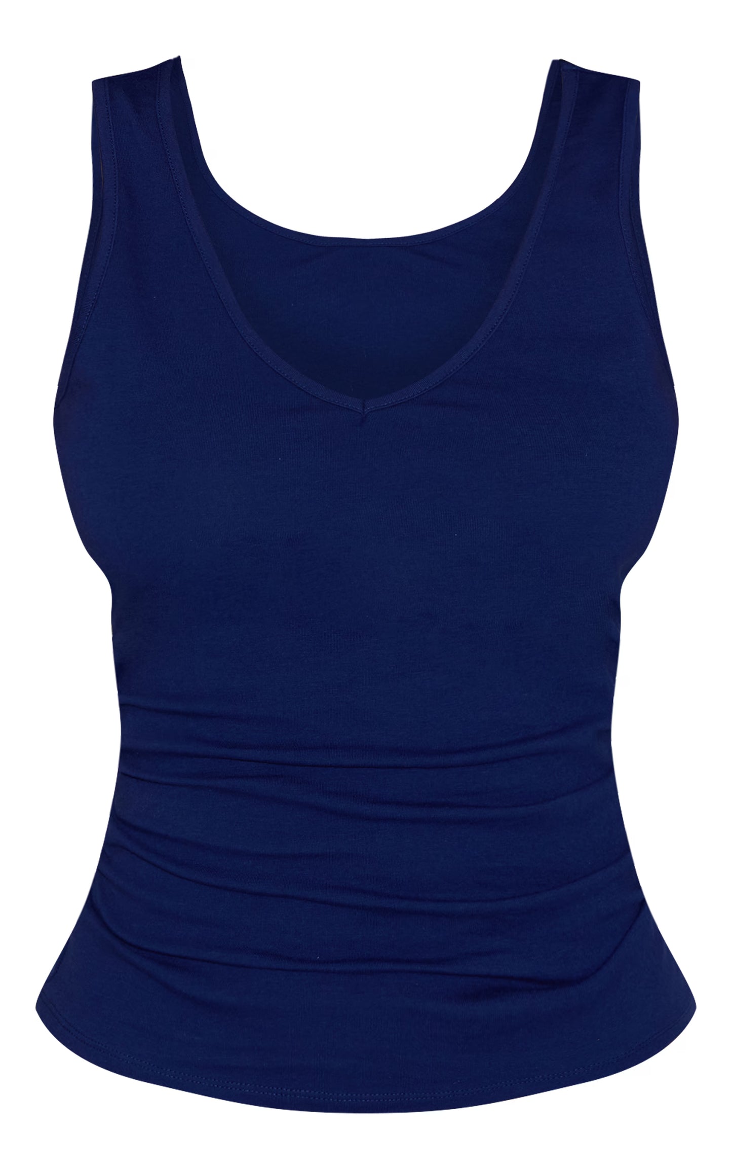 Indigo Blue Soft Cotton V Neck Vest Top