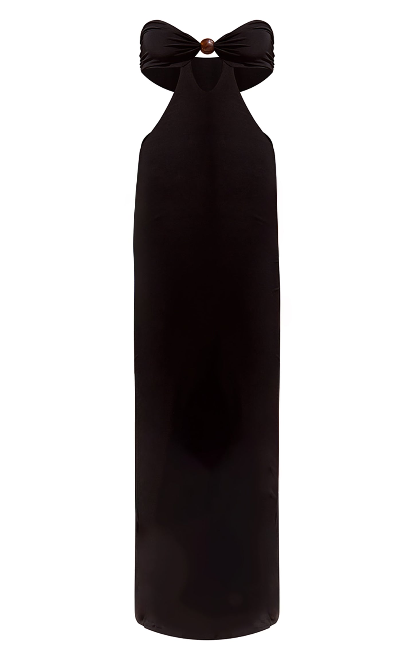 Black Slinky Bead Detail Cut Out Bandeau Maxi Dress