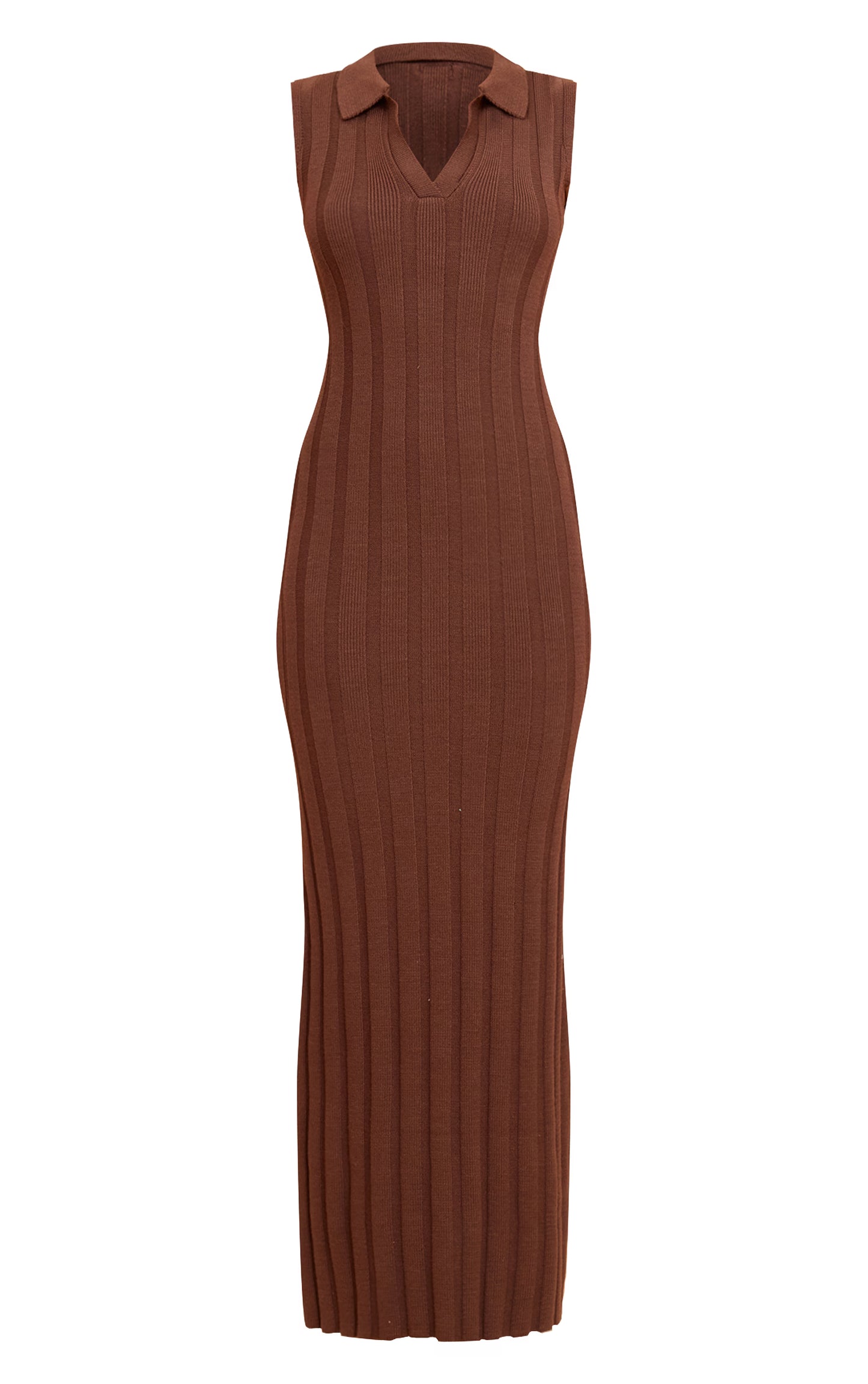 Chocolate Sleeveless Wide Rib Dress
