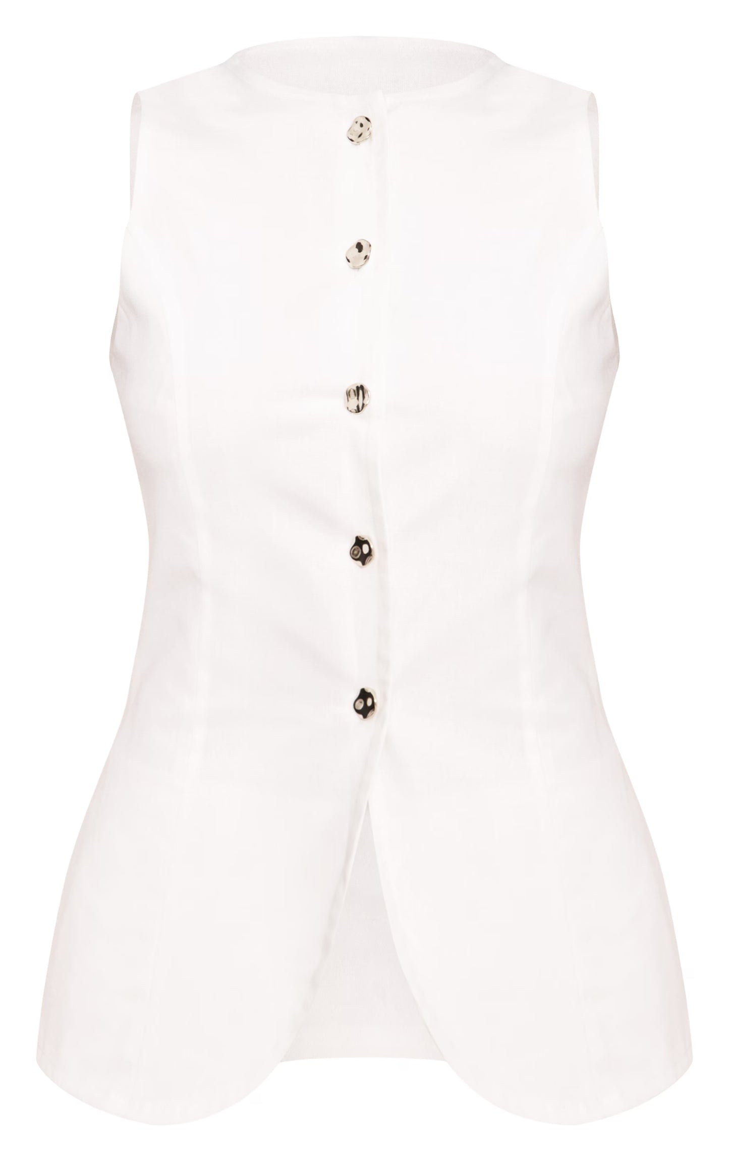 Natural Textured Gold Button Trim Vest