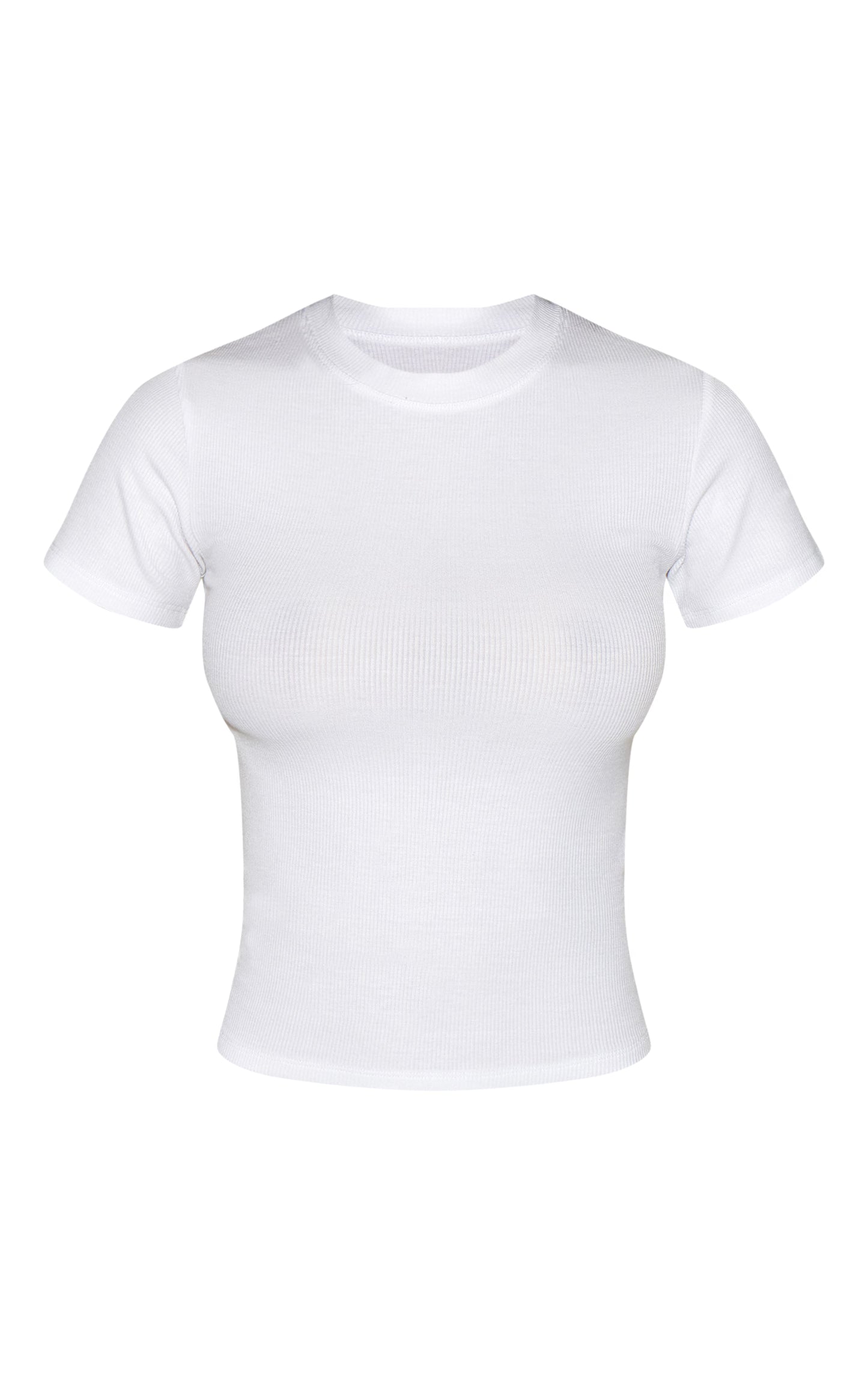 White Soft Rib Crew Neck Short Sleeve Top
