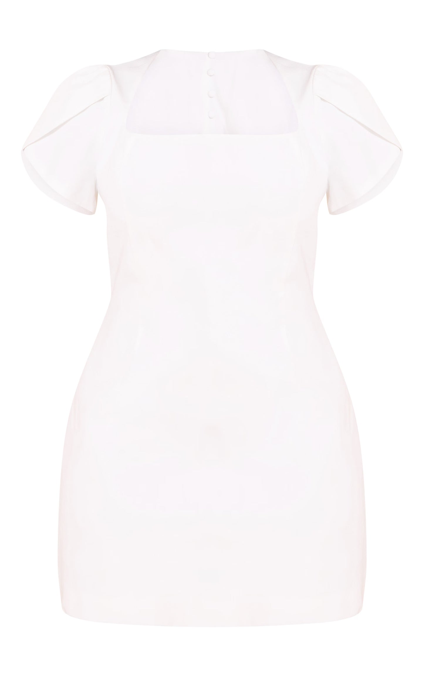 Shape White Square Neck Open Back Button Front Mini Dress