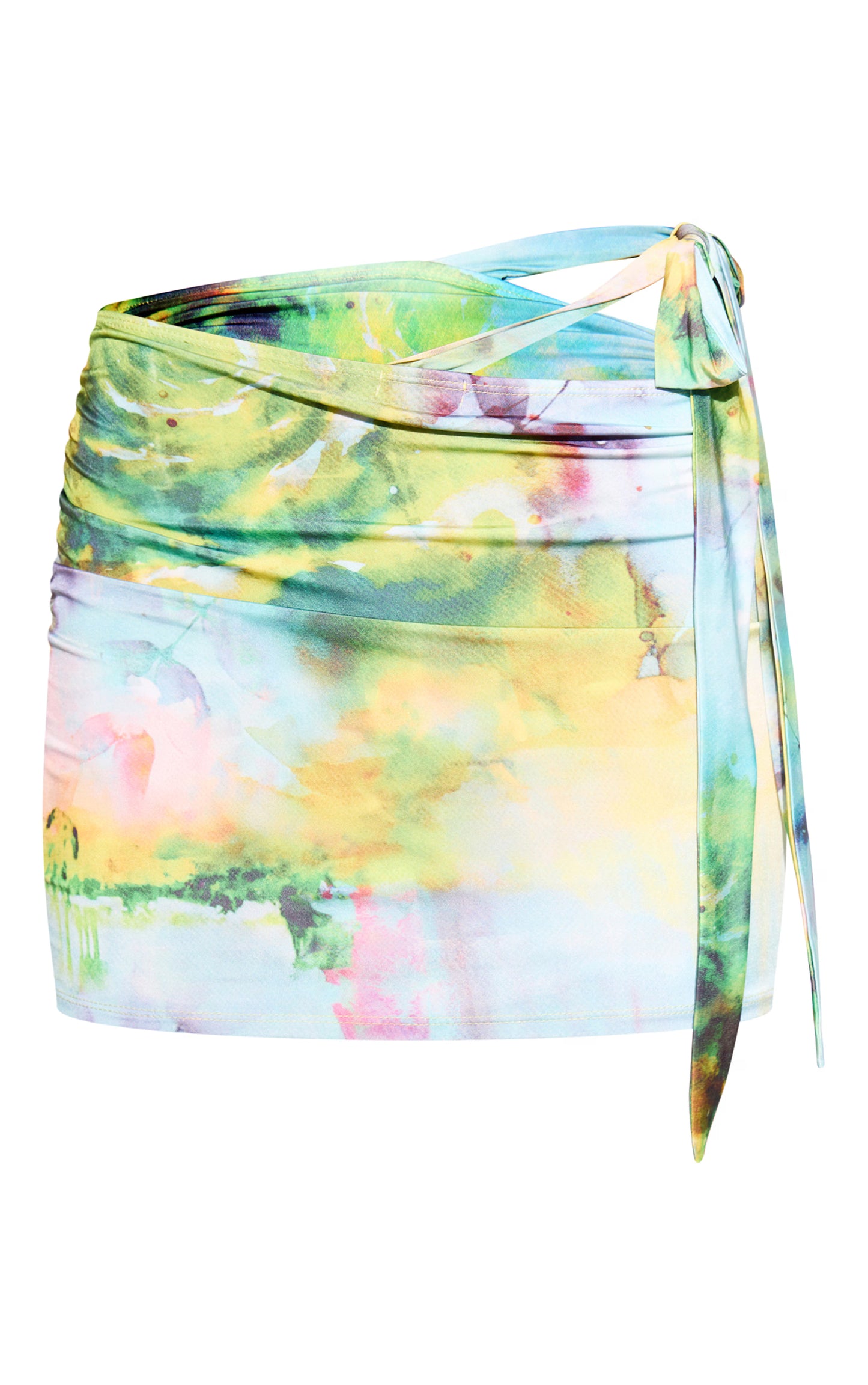 Premium Blue Floral Print Double Layer Mini Skirt