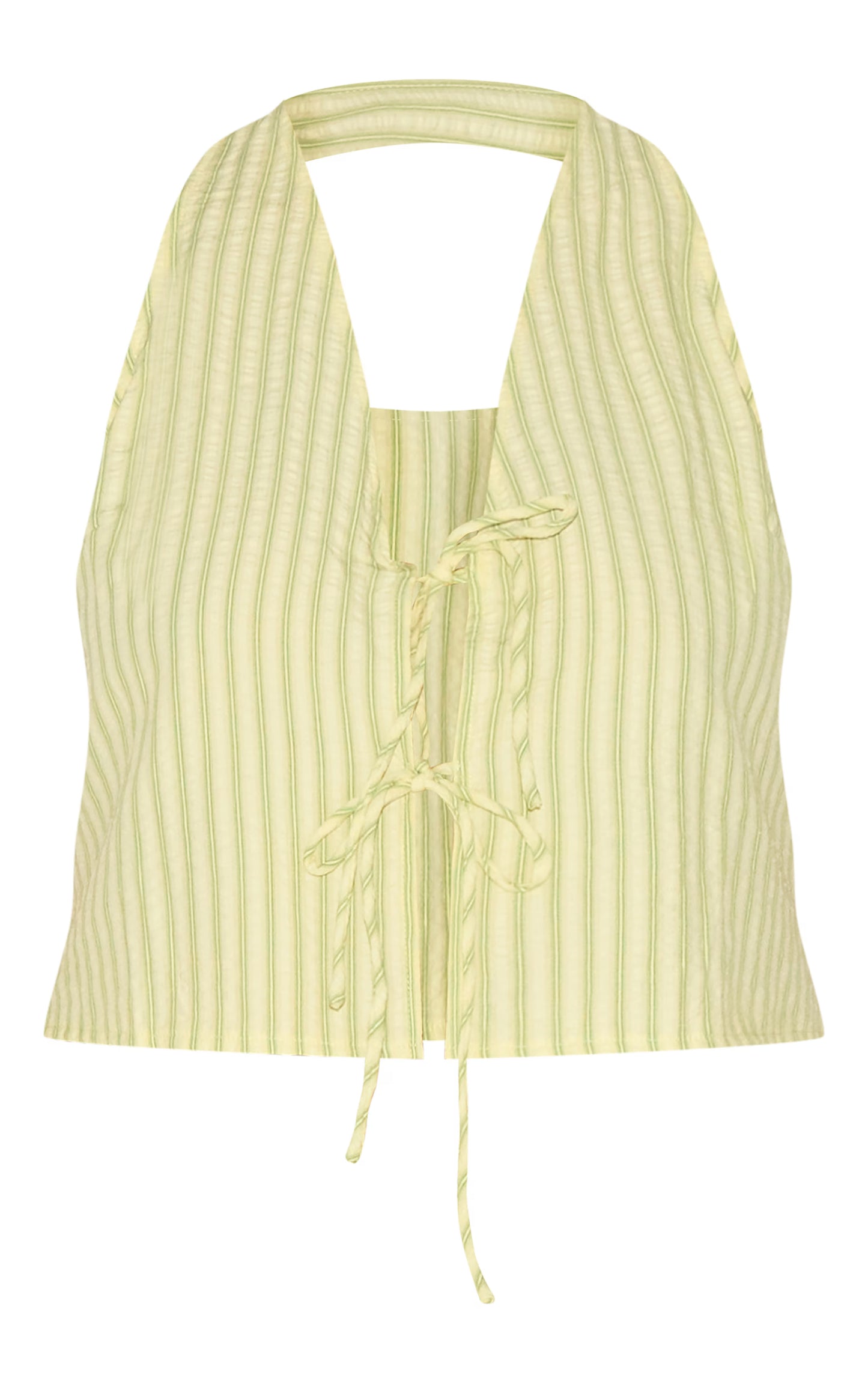 Plus Lime Green Tie Front Striped Sleeveless Top