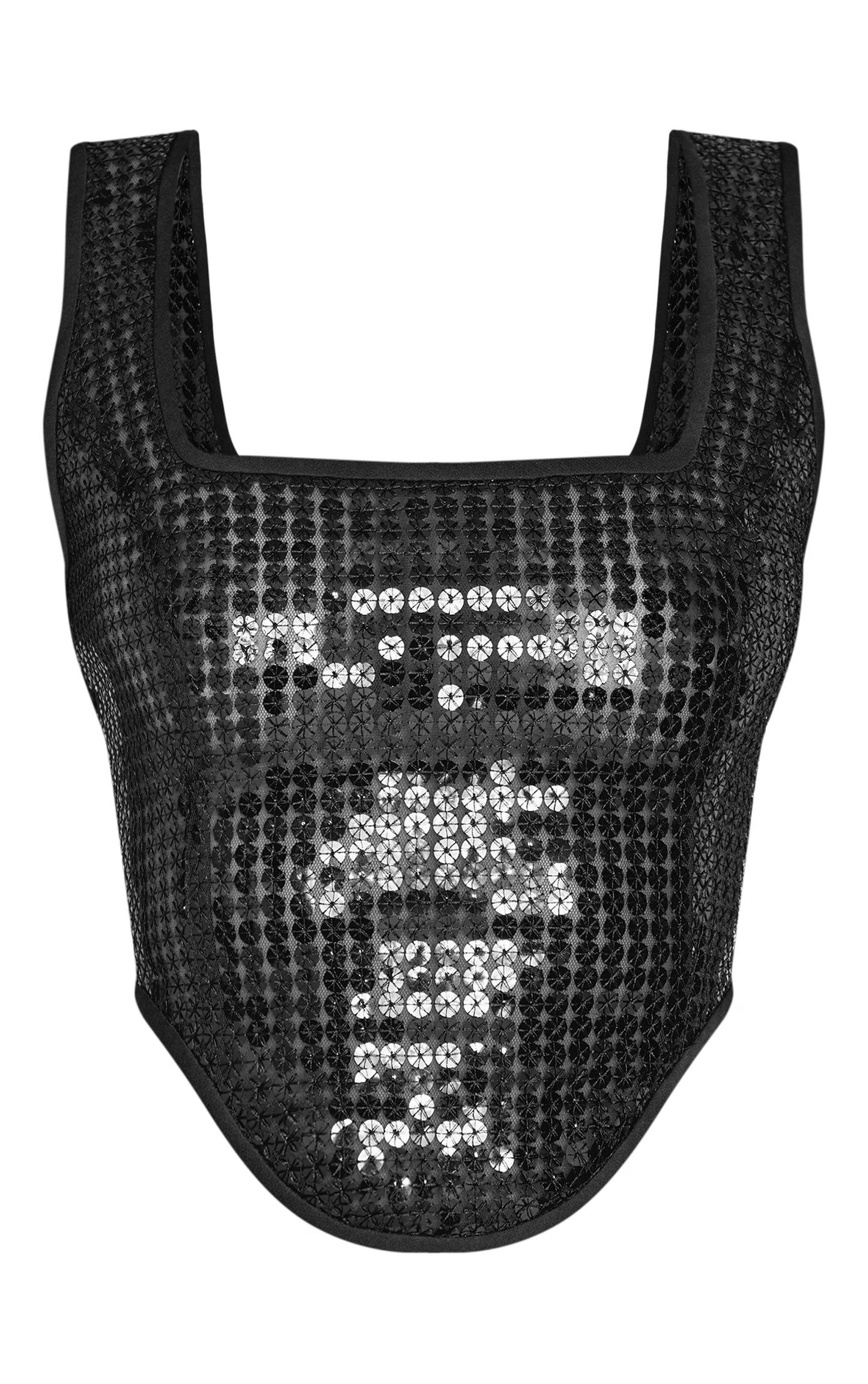 Black Chain Sequin Corset Top