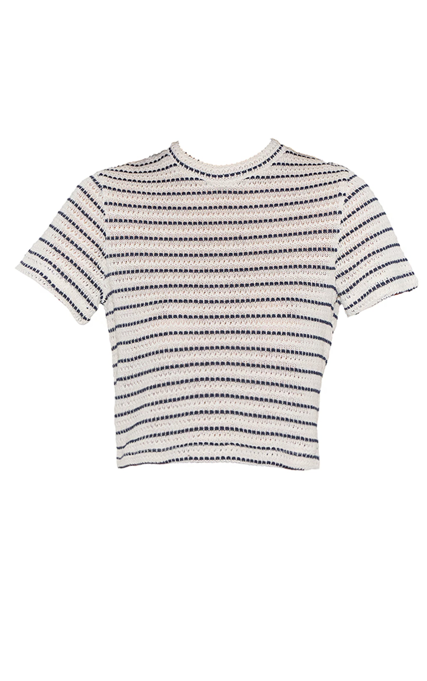 Navy Textured Striped Top