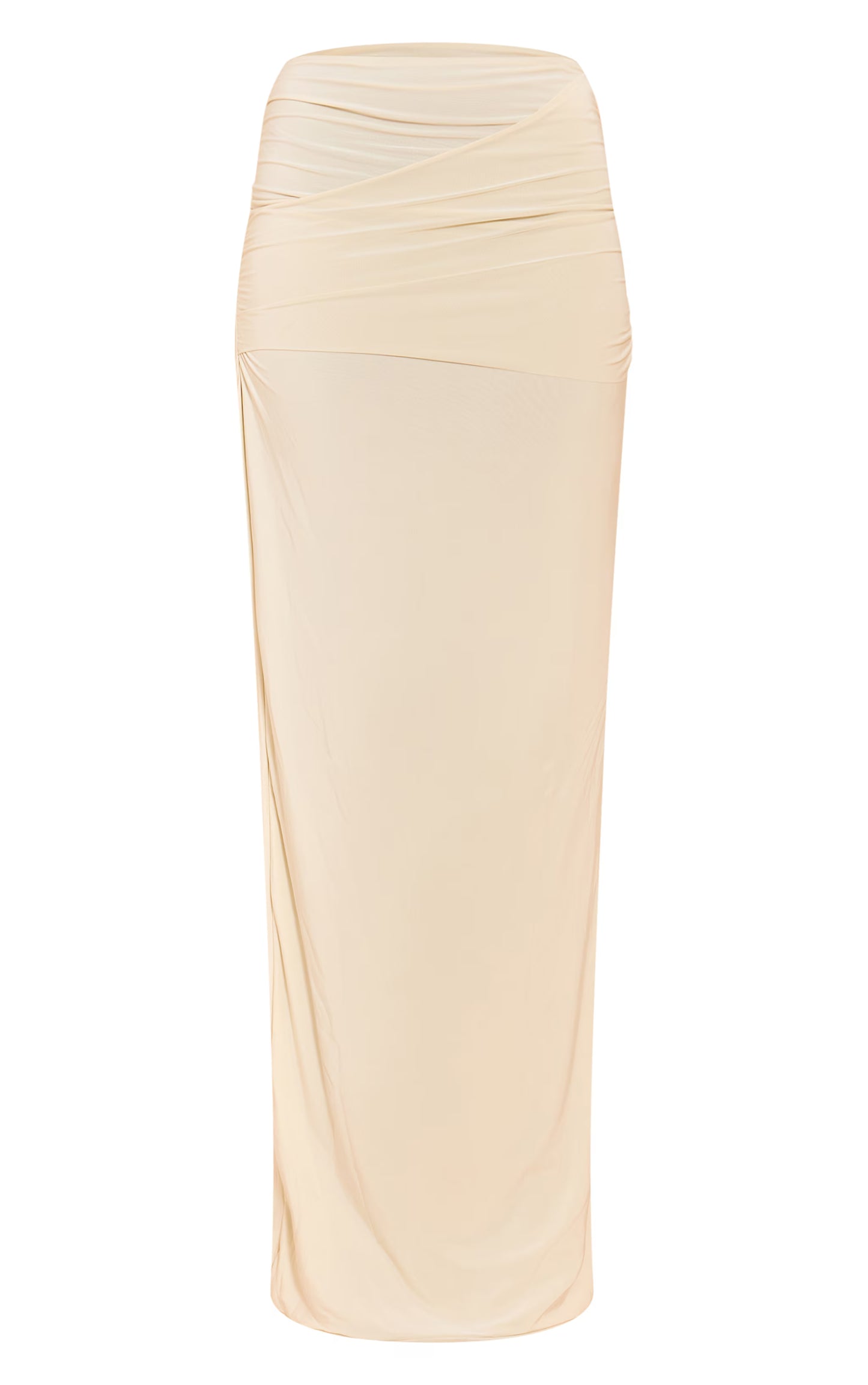 Almond Matte Sculpt Fold Over Maxi Skirt