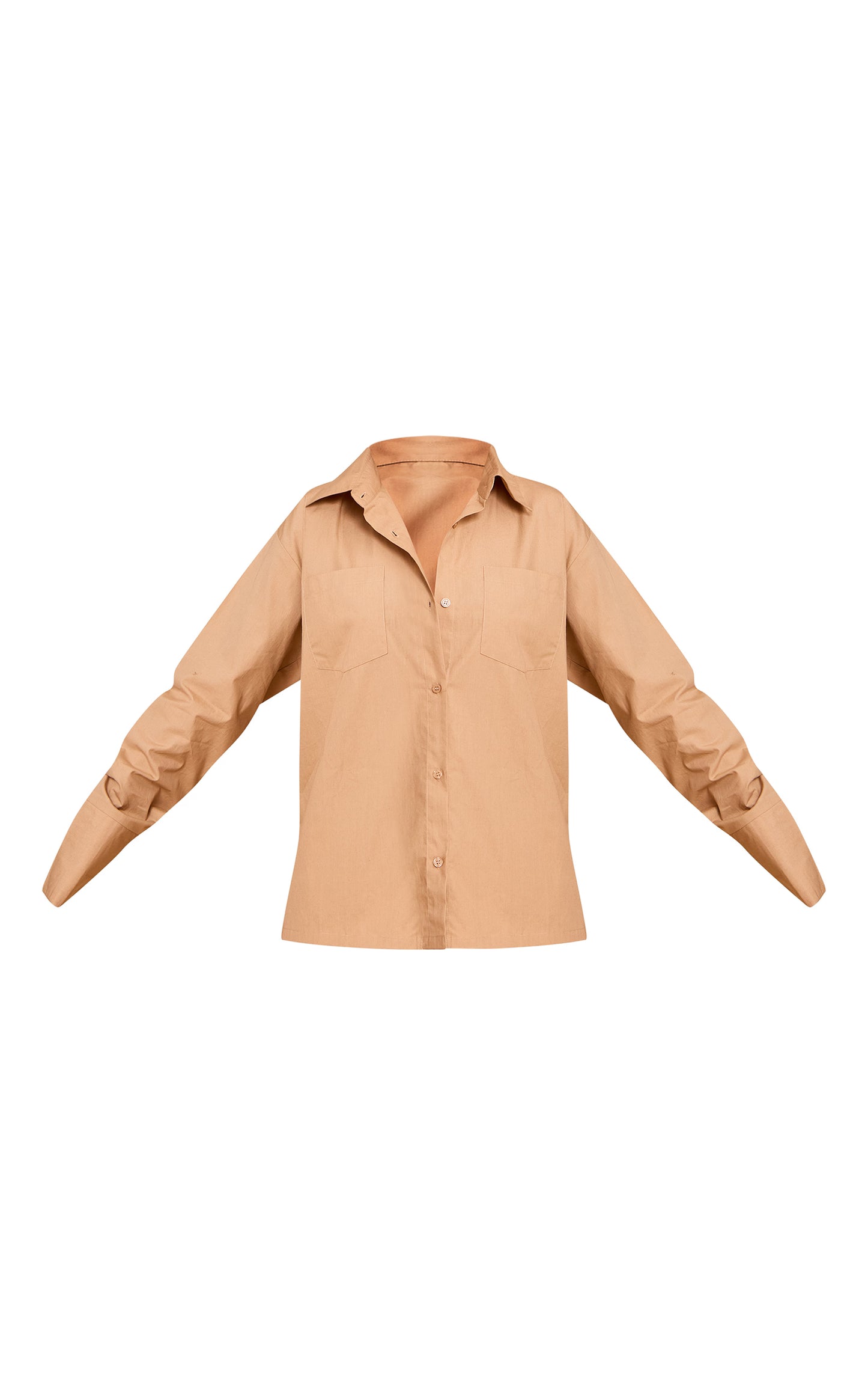 Sand Cotton Poplin Oversized Long Sleeve Shirt